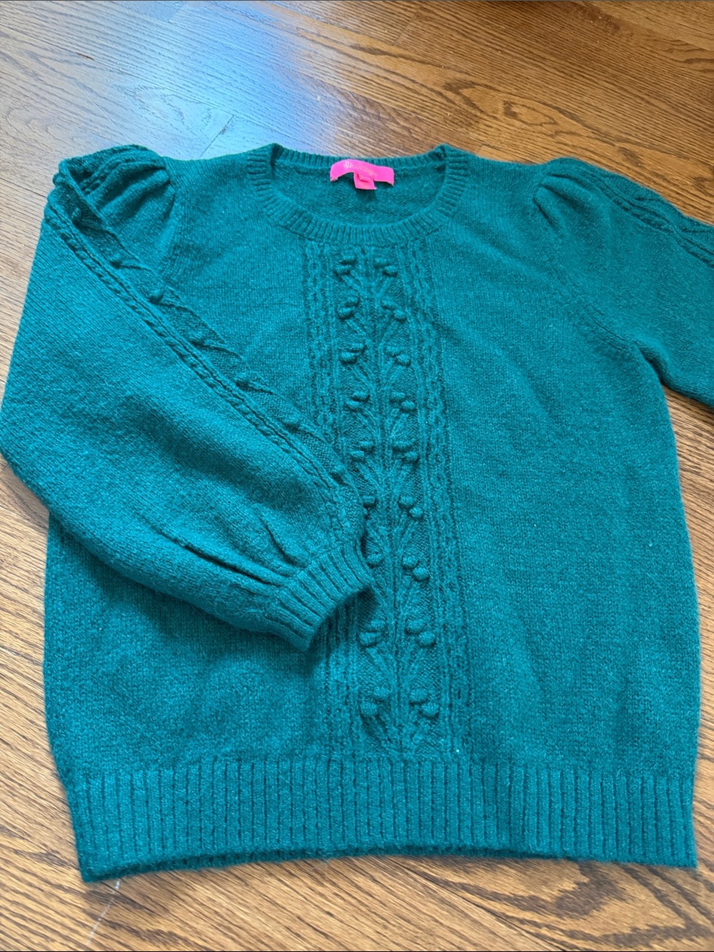 Lilly Pulitzer green cable front crewneck acrylic blend sweater - size M